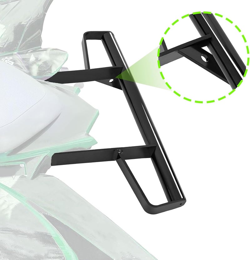 ECOTRIC Aluminium Rear Wide Grab Bar Compatible with 2006-2024 Yamaha Raptor 700 700R ATV Rear Rack Mounted Bar Nerf Bars Gloss Black - Image 3